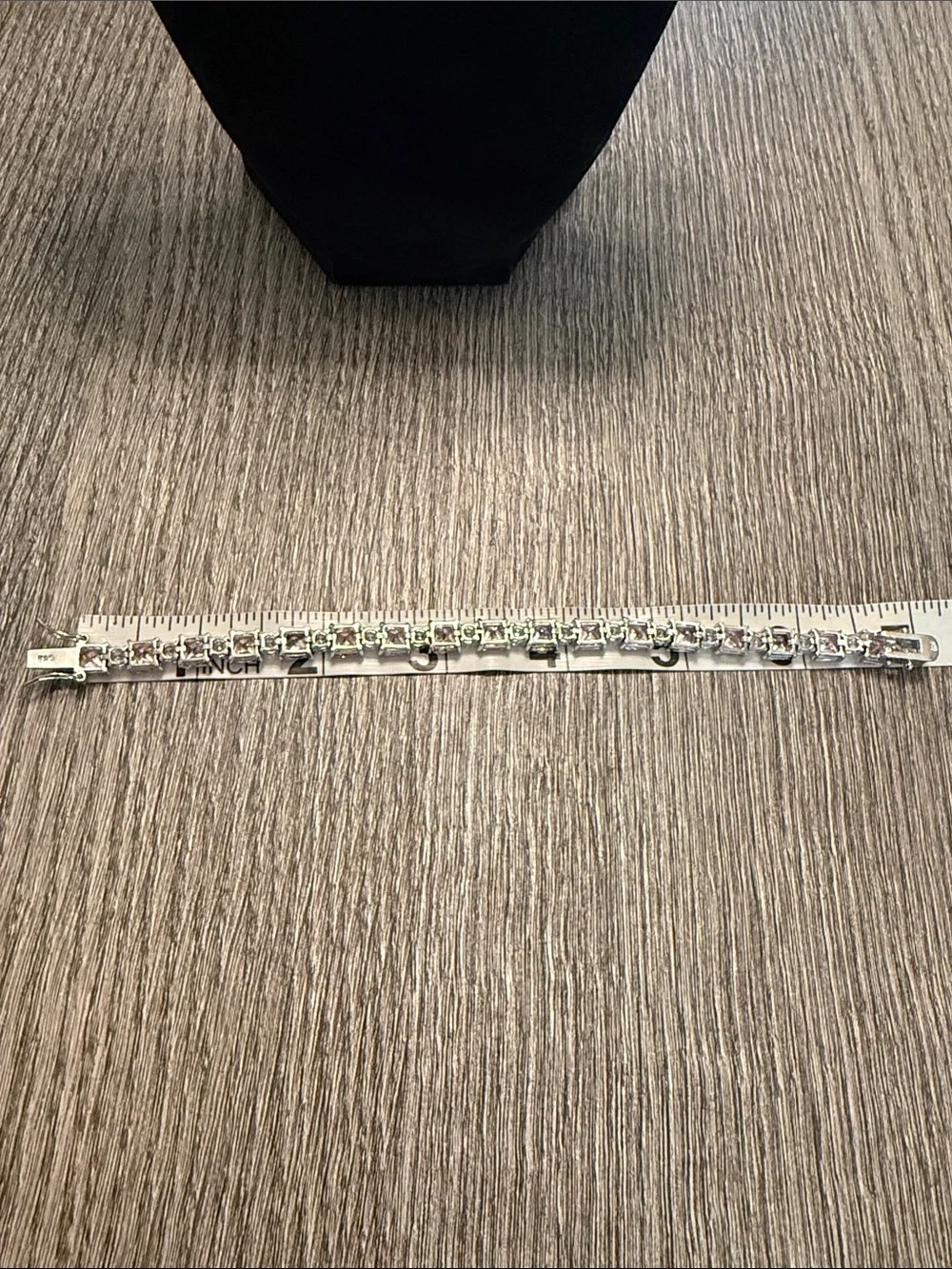 Avon Silver-Tone Bracelet with Pink Square Stones
